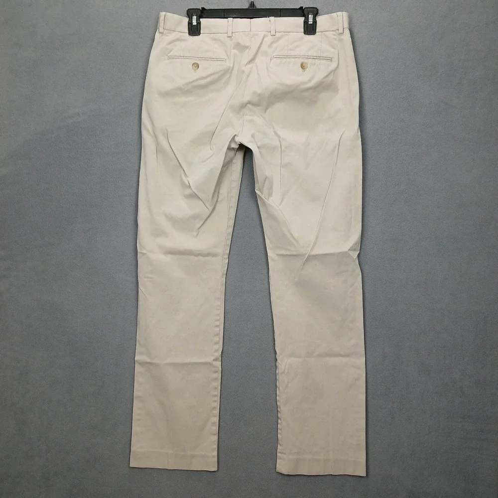 Express Photographer Dress Pants Mens 32x34 Beige Flat Front Straight Leg Formal